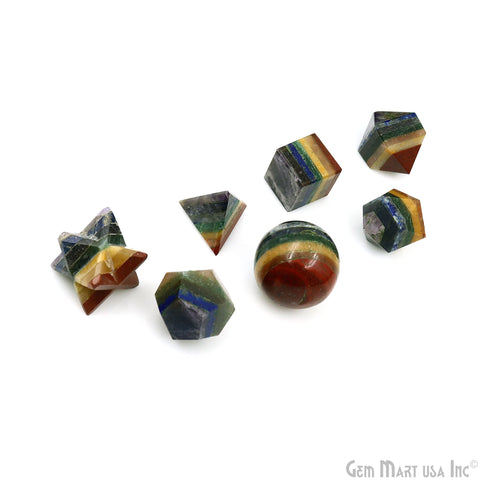 Platonic Sacred Geometry, 7 Chakra Healing Stone, 17-25mm Geometrical Gemstones, Reiki Energy Stones