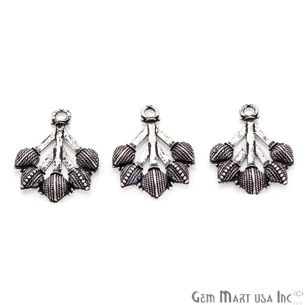 Tulip Shape Oxidized 25x19mm Charm For Bracelets & Pendants - GemMartUSA