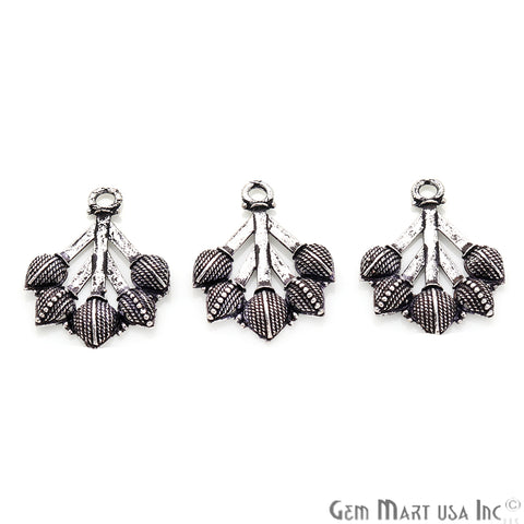 Tulip Shape Oxidized 25x19mm Charm For Bracelets & Pendants - GemMartUSA