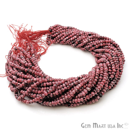 Rhodochrosite Jade 3-4mm Faceted Rondelle Beads Strands 14Inch - GemMartUSA