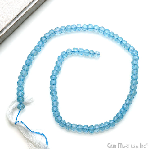 Blue Topaz Rondelle Beads, 13 Inch Gemstone Strands, Drilled Strung Nugget Beads, Faceted Round, 5-6mm