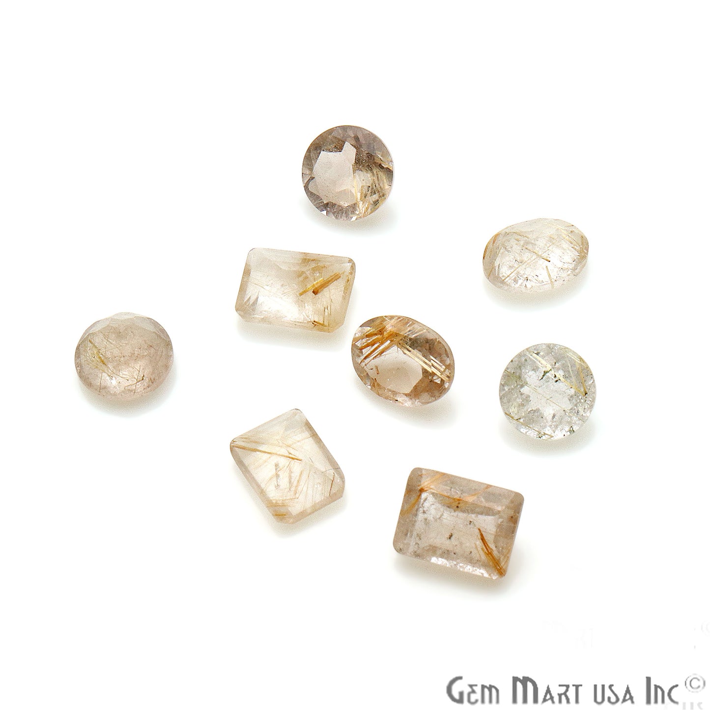 50ct Lot Golden Rutile Mix Shaped 7-8mm Stone, Faceted Gemstone Mixed lot, Loose Stones - GemMartUSA