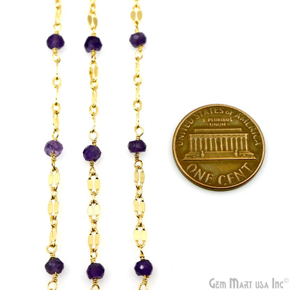 Amethyst Beads Gold Plated Finding Rosary Chain