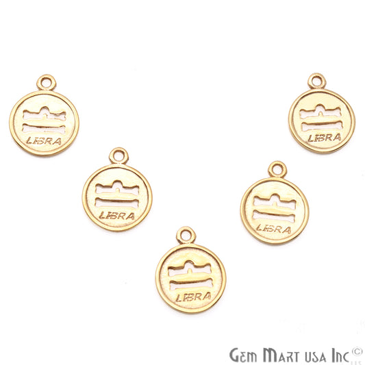 Libra Print Round Shape Gold Plated Finding Connector - GemMartUSA