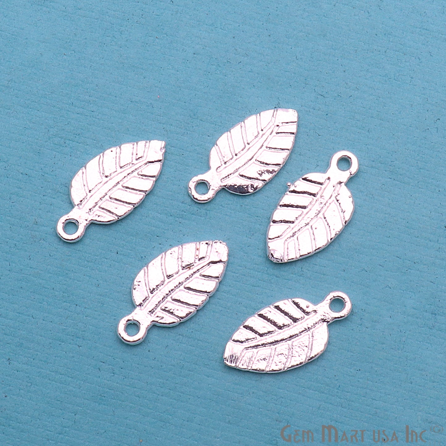 5pc Lot Silver Plated Leaf Shape Filigree Findings Charms - GemMartUSA