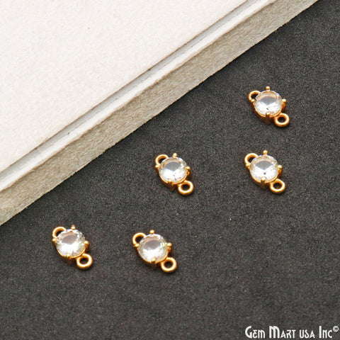 Faceted Round 5mm Prong Gold Plated Double Bail Connector