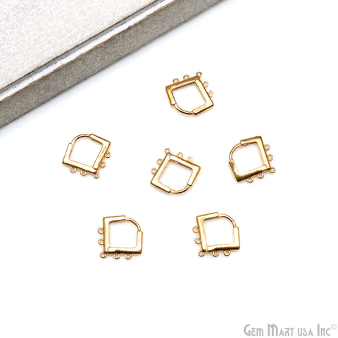 DIY Square 5 Loop Hoop Clasp Finding Studs Gold Plated Hoop Earring 1 Pair