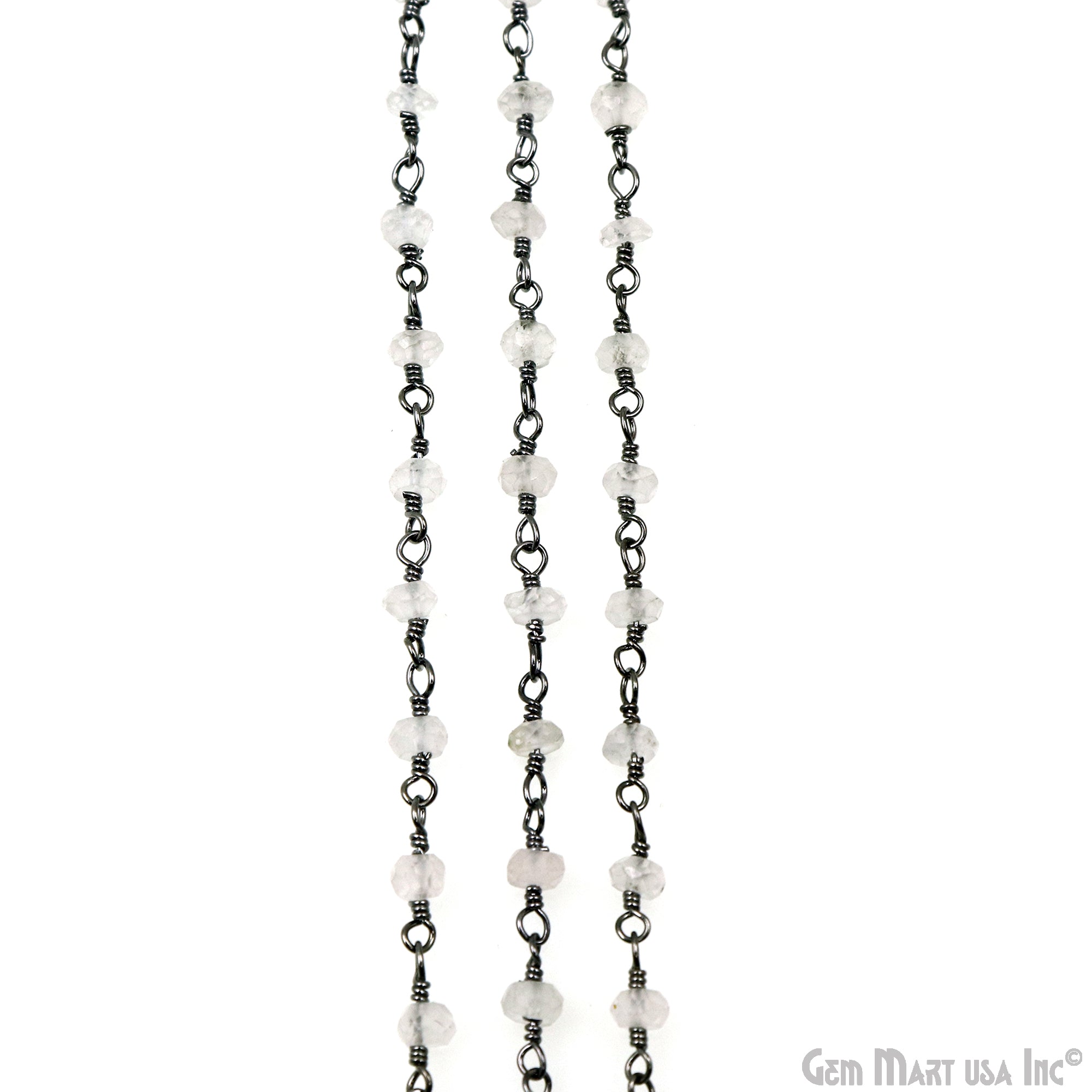 Crystal 3-3.5mm Oxidized Wire Wrapped Beads Rosary Chain