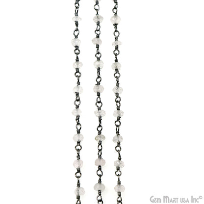 Crystal 3-3.5mm Oxidized Wire Wrapped Beads Rosary Chain