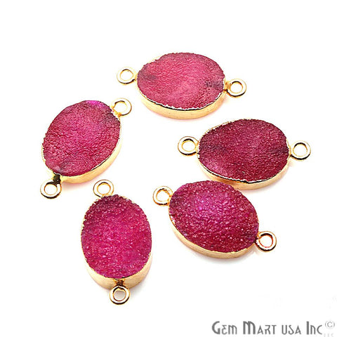 Druzy Gold Electroplated 12x16mm Oval Double Bail Gemstone Connector