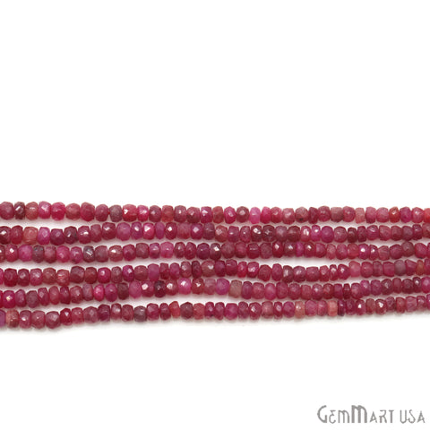 Natural Ruby Faceted Gemstone Rondelle Beads 1 Strand