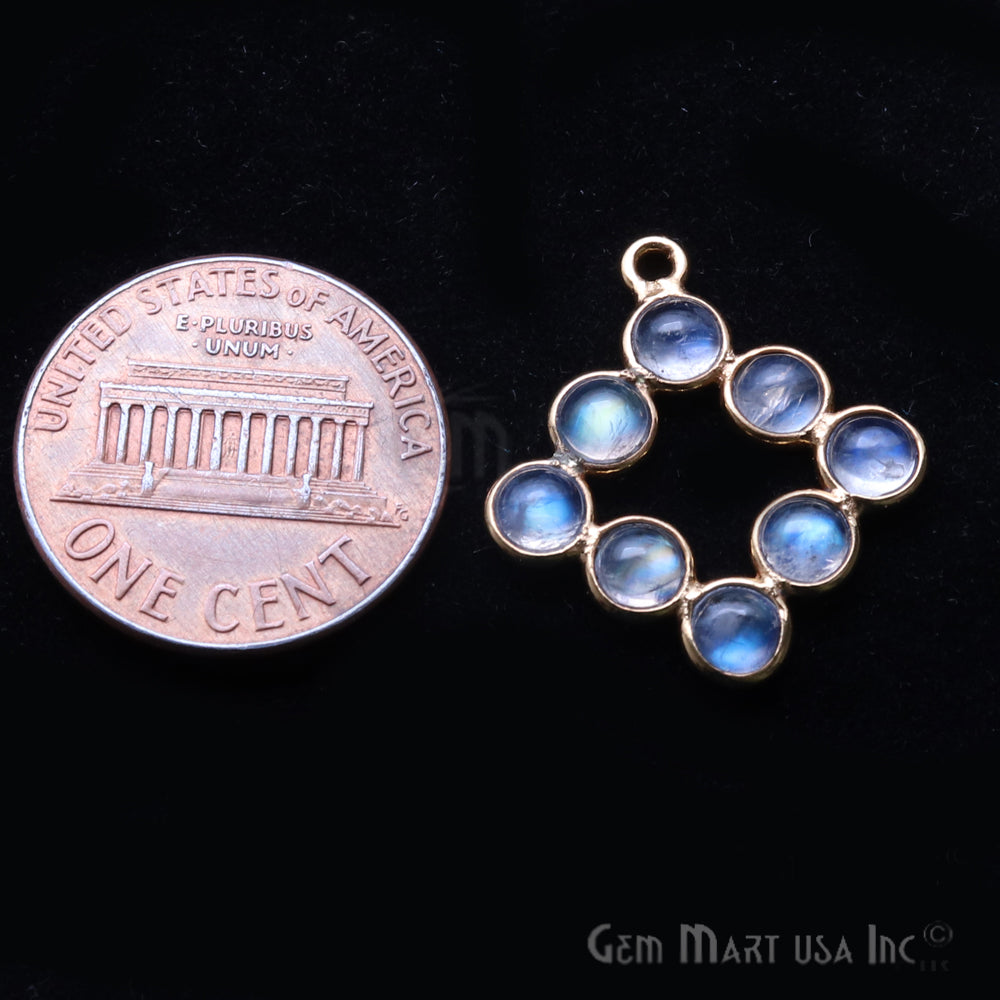 DIY Rainbow Moonstone 21x15mm Single Bail Finding Component (Pick Your Metal) - GemMartUSA