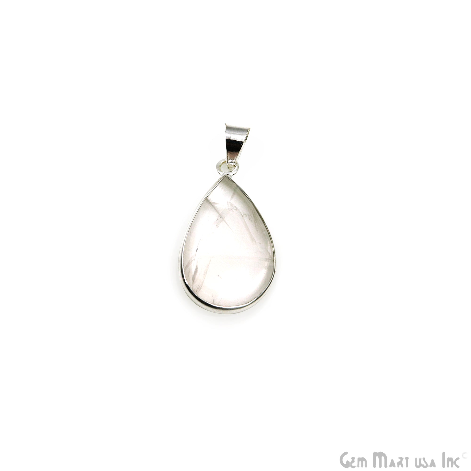 Rose Quartz Gemstone Pears 32x20mm Sterling Silver Necklace Pendant 1PC
