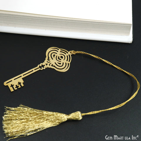 Metal Key Shape Bookmark With Tassel. Gold Bookmark, Reader Gift, Handmade Bookmark, Page Marker, Aesthetic Gift. 71x29mm