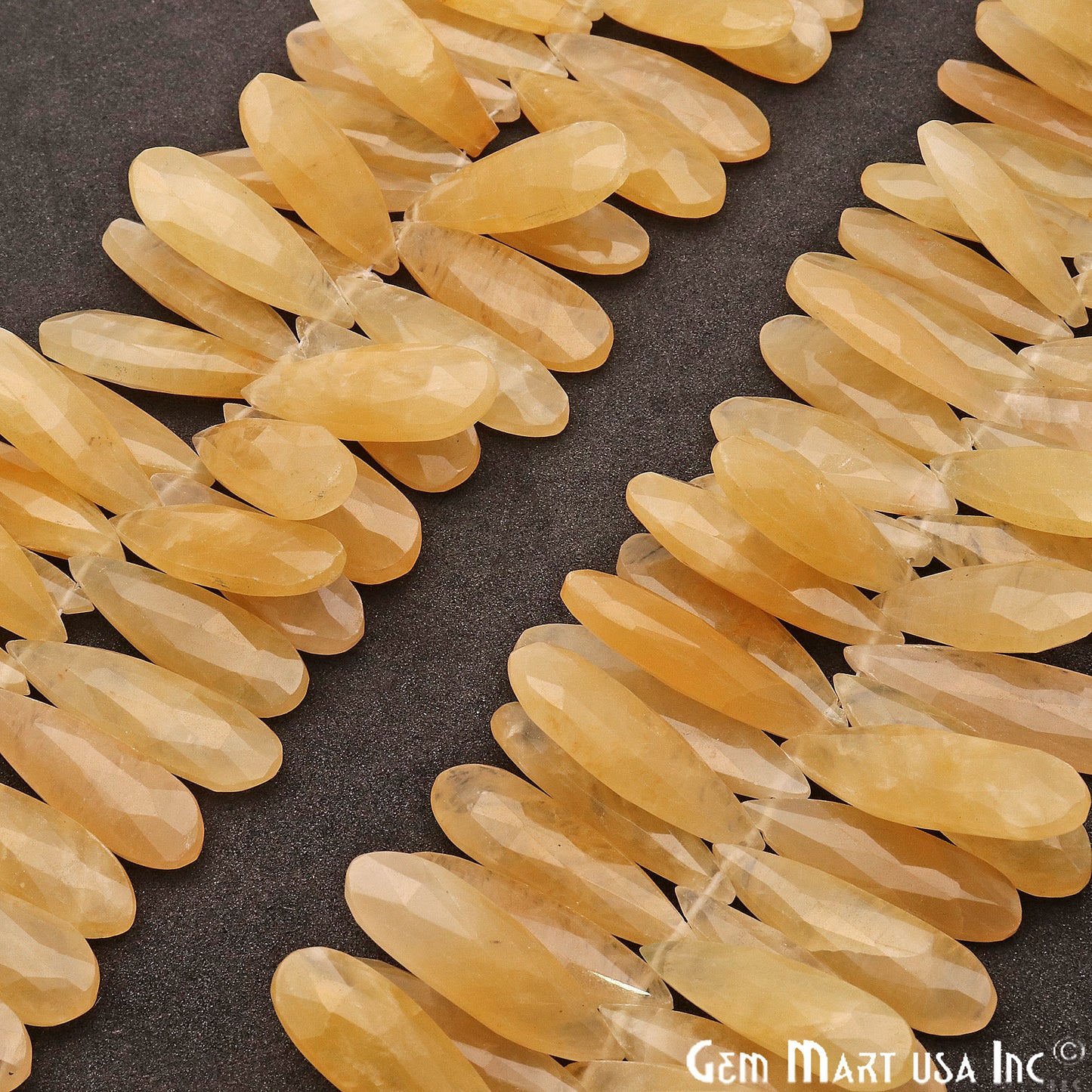 Yellow Aventurine Pears 28x10mm Crafting Beads Gemstone Briolette Strands 8 Inch - GemMartUSA