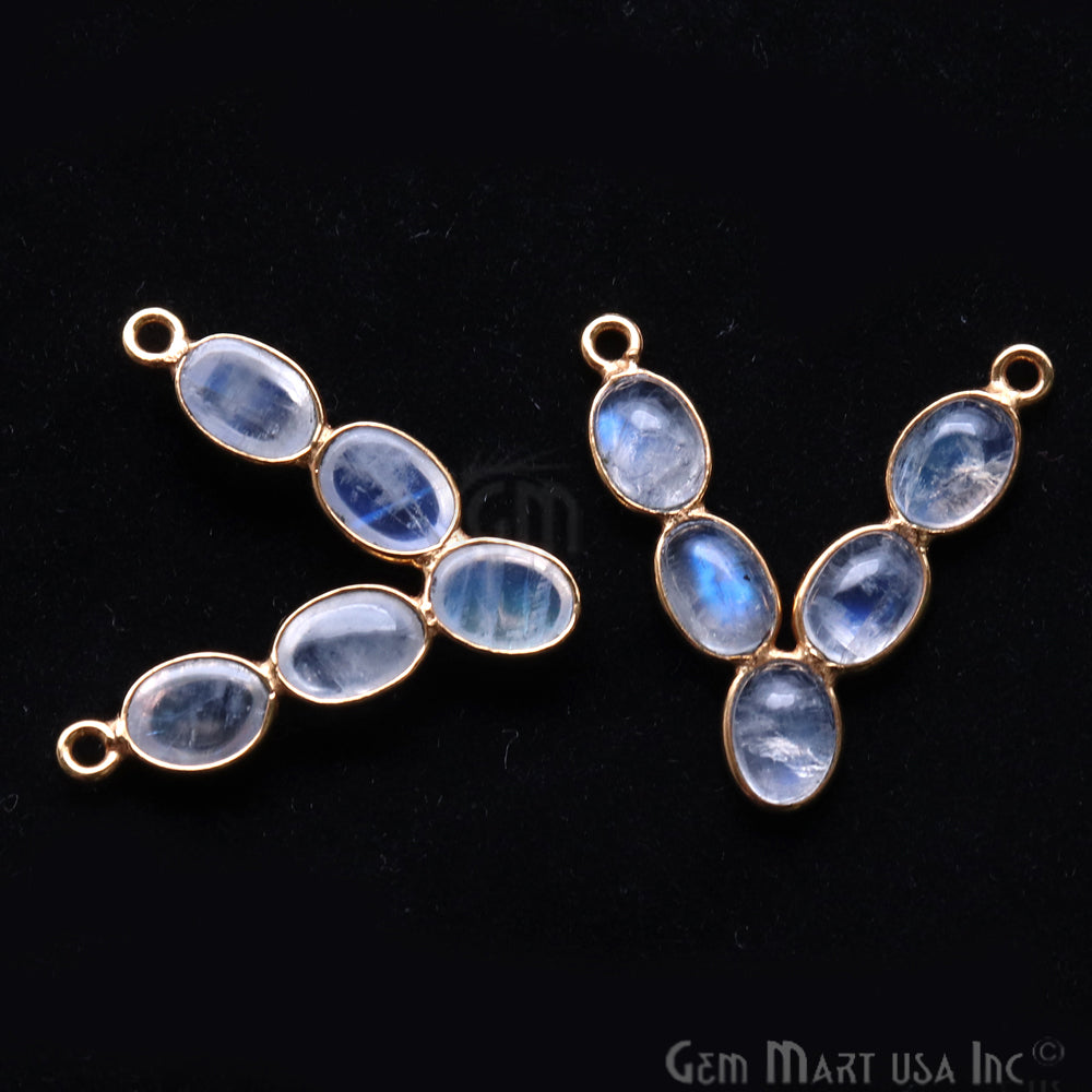 DIY Rainbow Moonstone 24x21mm Double Bail Chandelier Finding Component (Pick Your Metal) - GemMartUSA