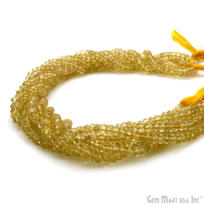 Lemon Topaz Rondelle Beads, 13 Inch Gemstone Strands, Drilled Strung Nugget Beads, Faceted Round, 5-6mm