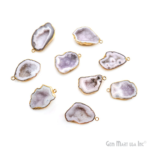 Geode Druzy Gold Electroplated 19x31mm Single Bail Gemstone Connector