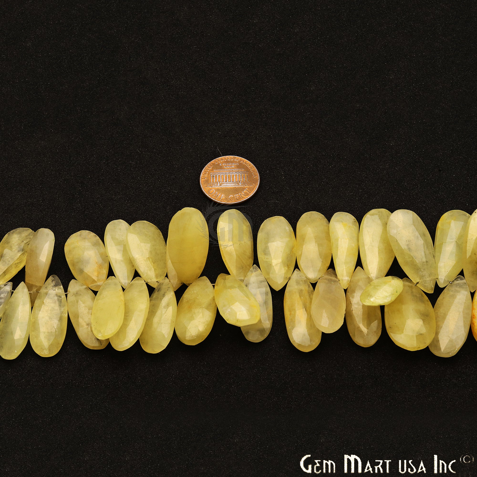 Yellow Aventurine Pears 10x28mm Crafting Beads Gemstone Briolette Strands 8 Inch - GemMartUSA