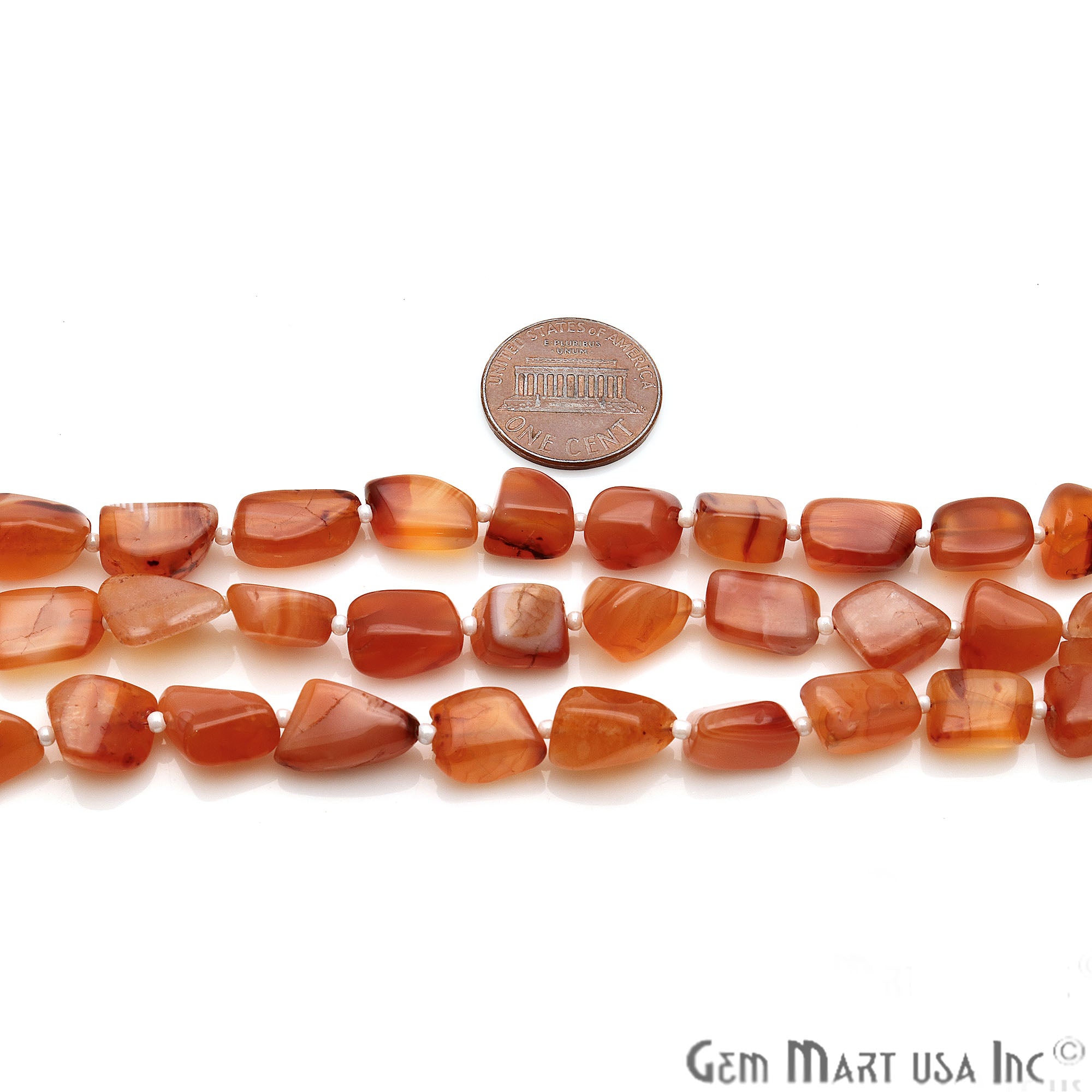 Carnelian Free Form 12x8mm Tumble Beads Gemstone Strands - GemMartUSA