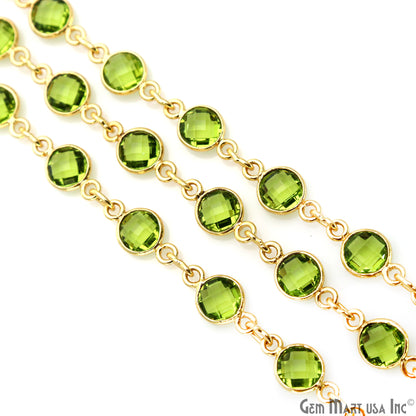 Peridot 5mm Bezel Link Gold Plated Continuous Connector Chain