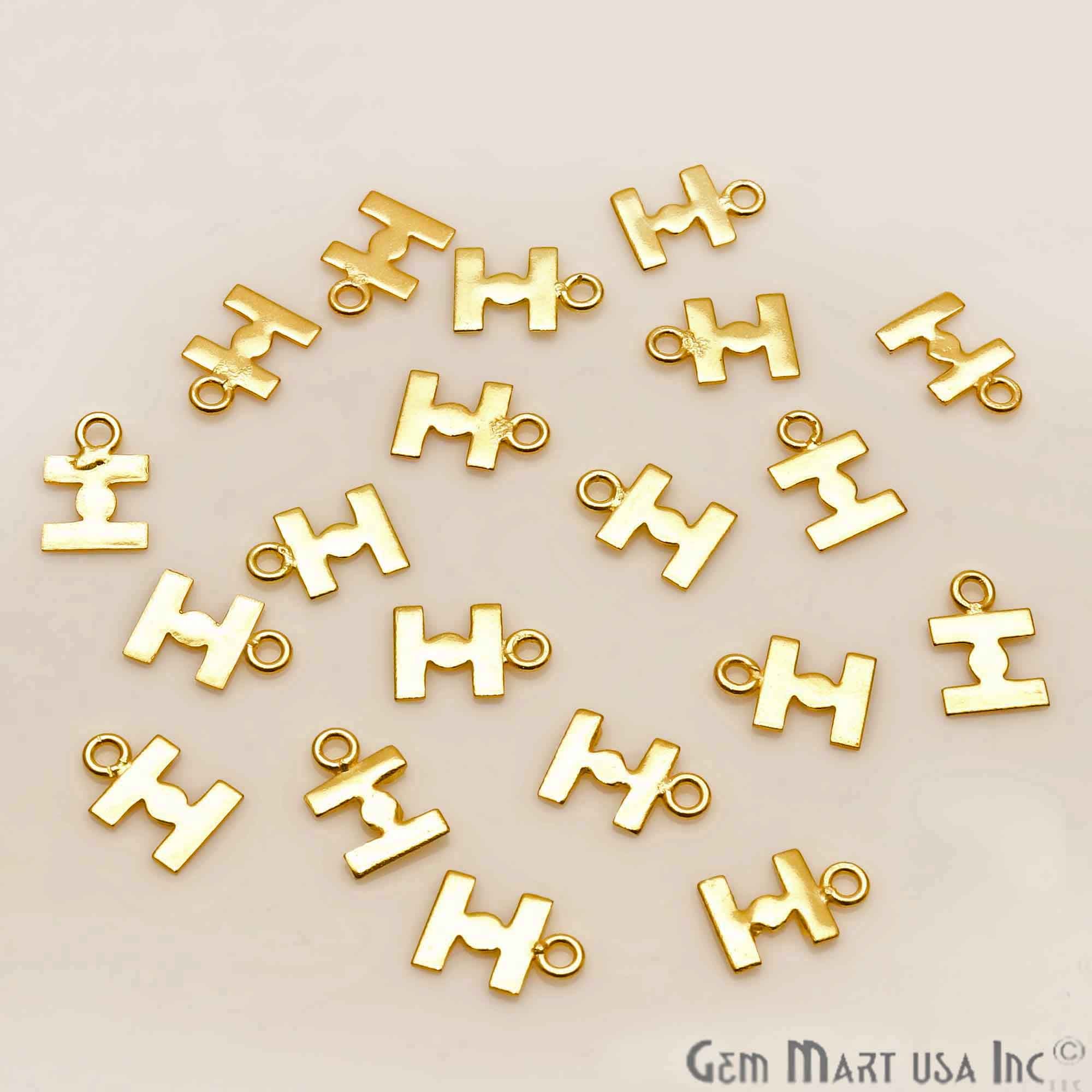 5pc Lot I Alphabet Gold Plated Jewelry Finding, Bracelet Charm, Earring Charm - GemMartUSA