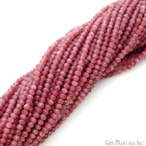 Pink Tourmaline Rondelle Beads, 13 Inch Gemstone Strands, Drilled Strung Nugget Beads, Faceted Round, 2.5-3mm