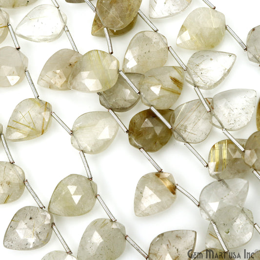 Golden Rutile Kite Beads, 6 Inch Gemstone Strands, Drilled Strung Briolette Beads, Kite Shape, 16x12mm