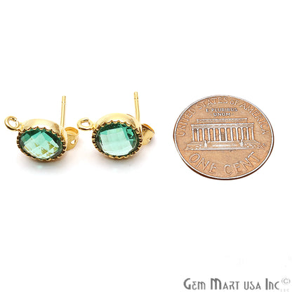 DIY Round 13x9mm Gold Bail Gemstone stud Earring (Pick Your Gemstone) - GemMartUSA