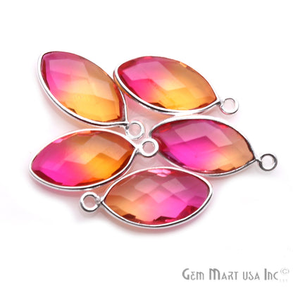 Doublet Aura Quartz 8x16mm Marquise Connector (Pick Color, Plating, Bail) - GemMartUSA