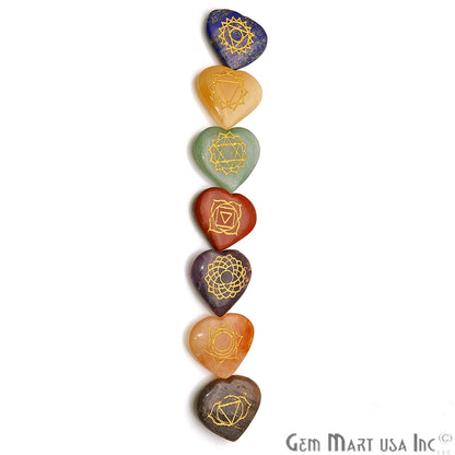 7 Chakra Lot, Healing Stones, Heart Spiritual Stones, Meditation Stones - GemMartUSA