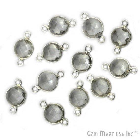 Round 8mm Double Bail Silver Plated Gemstone Connectors (Pick Your Lot Size) - GemMartUSA