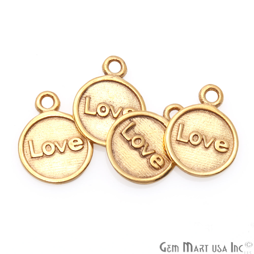 Love Print Round Shape Gold Plated Finding Connector - GemMartUSA