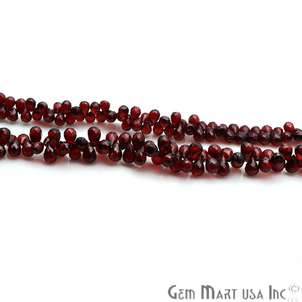 Garnet Drop Beads Gemstone 7x5mm Teardrop Rondelle Beads - GemMartUSA