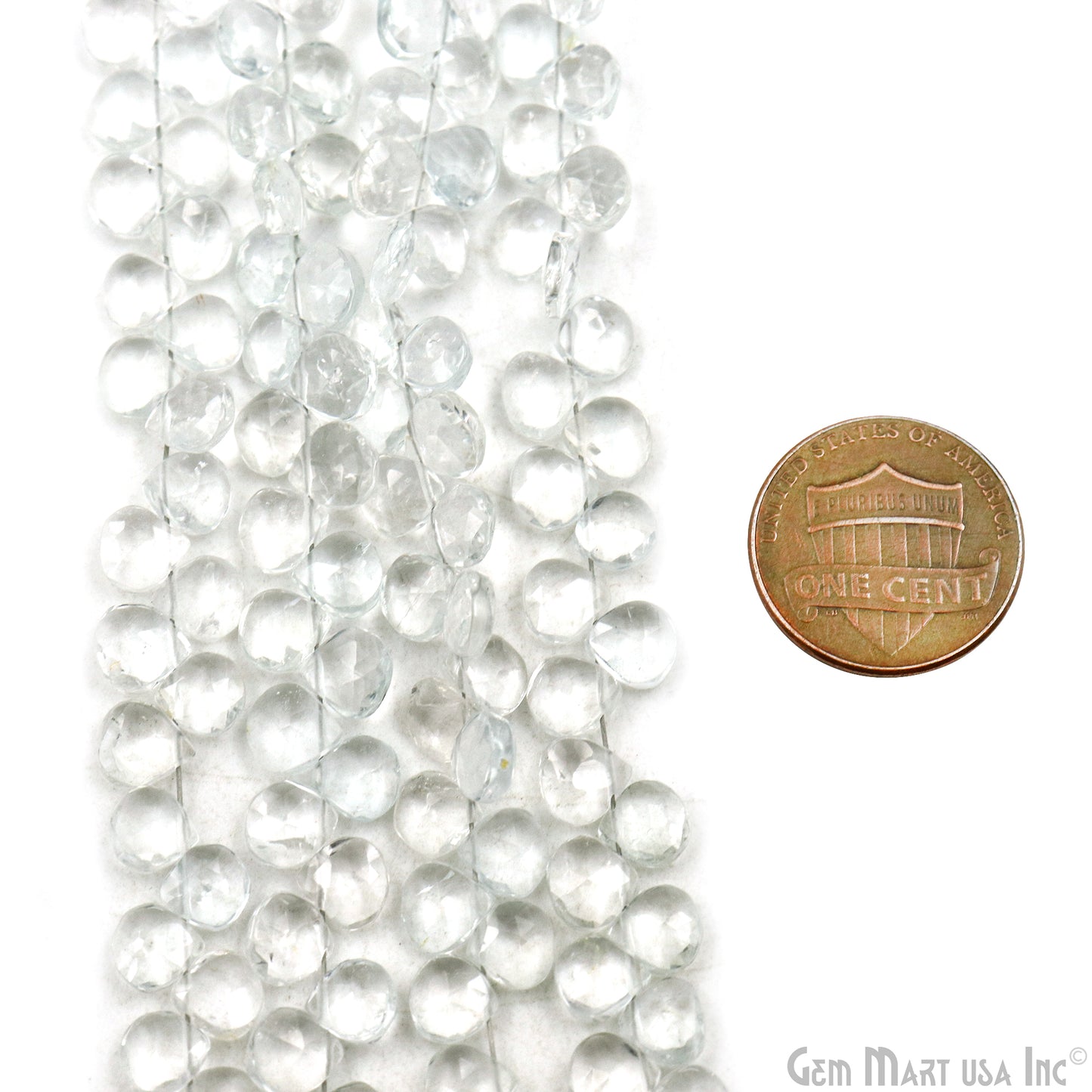 Crystal Heart Beads, 8 Inch Gemstone Strands, Drilled Strung Briolette Beads, Heart Shape, 6mm