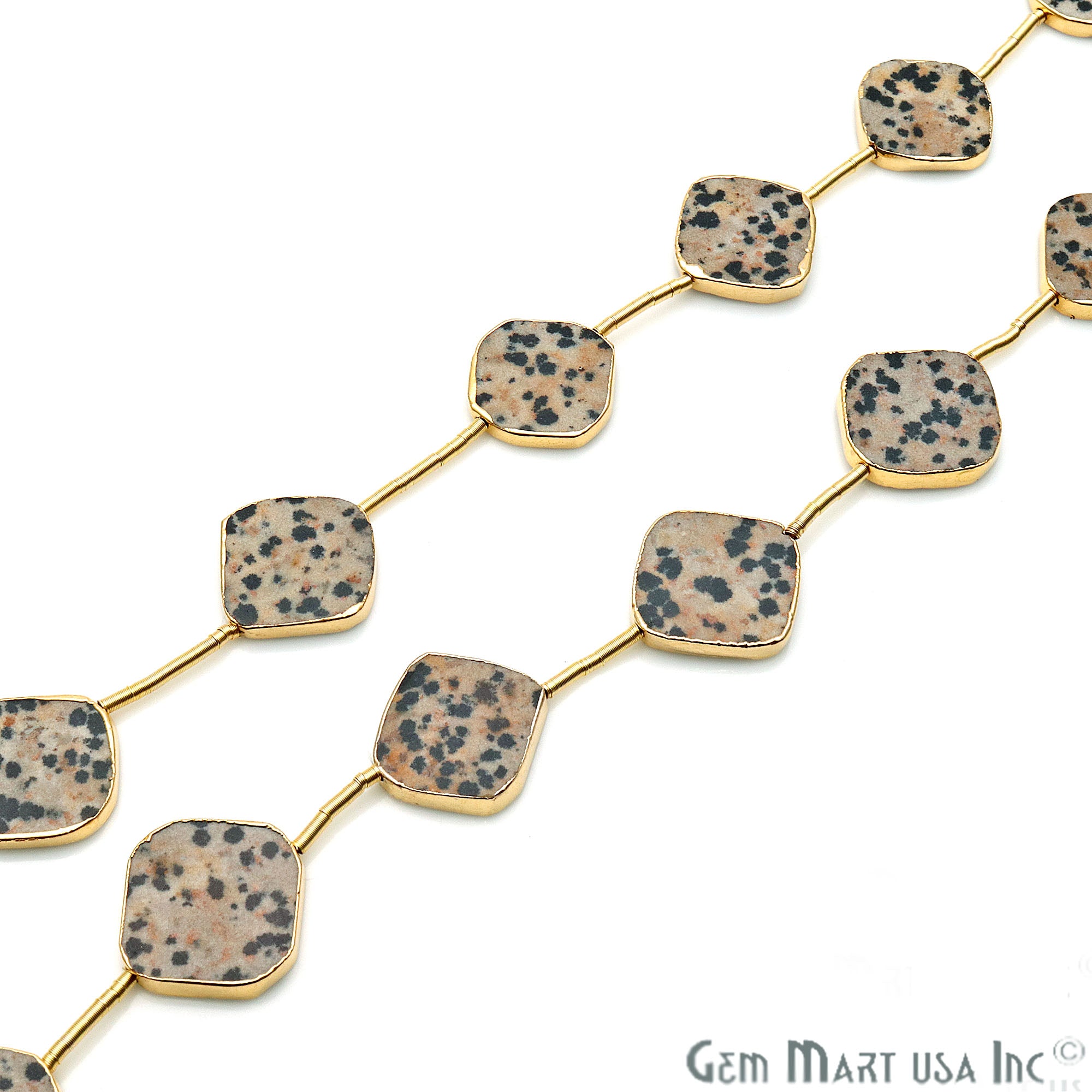 Dalmation Jasper Free Form 18x15mm Gold Edged Crafting Beads Gemstone Strands 9INCH - GemMartUSA