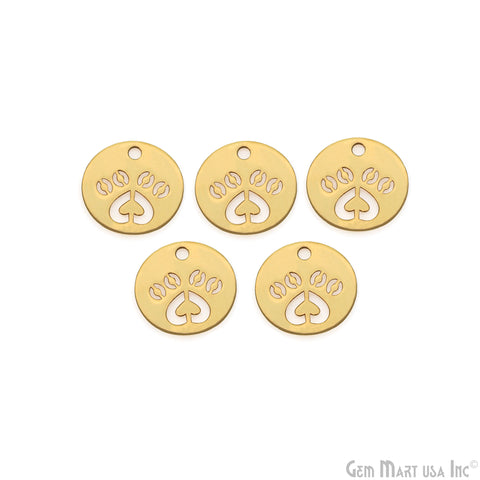 Heart In Round Shape Charm Laser Finding Gold Plated 18mm Charm For Bracelets & Pendants