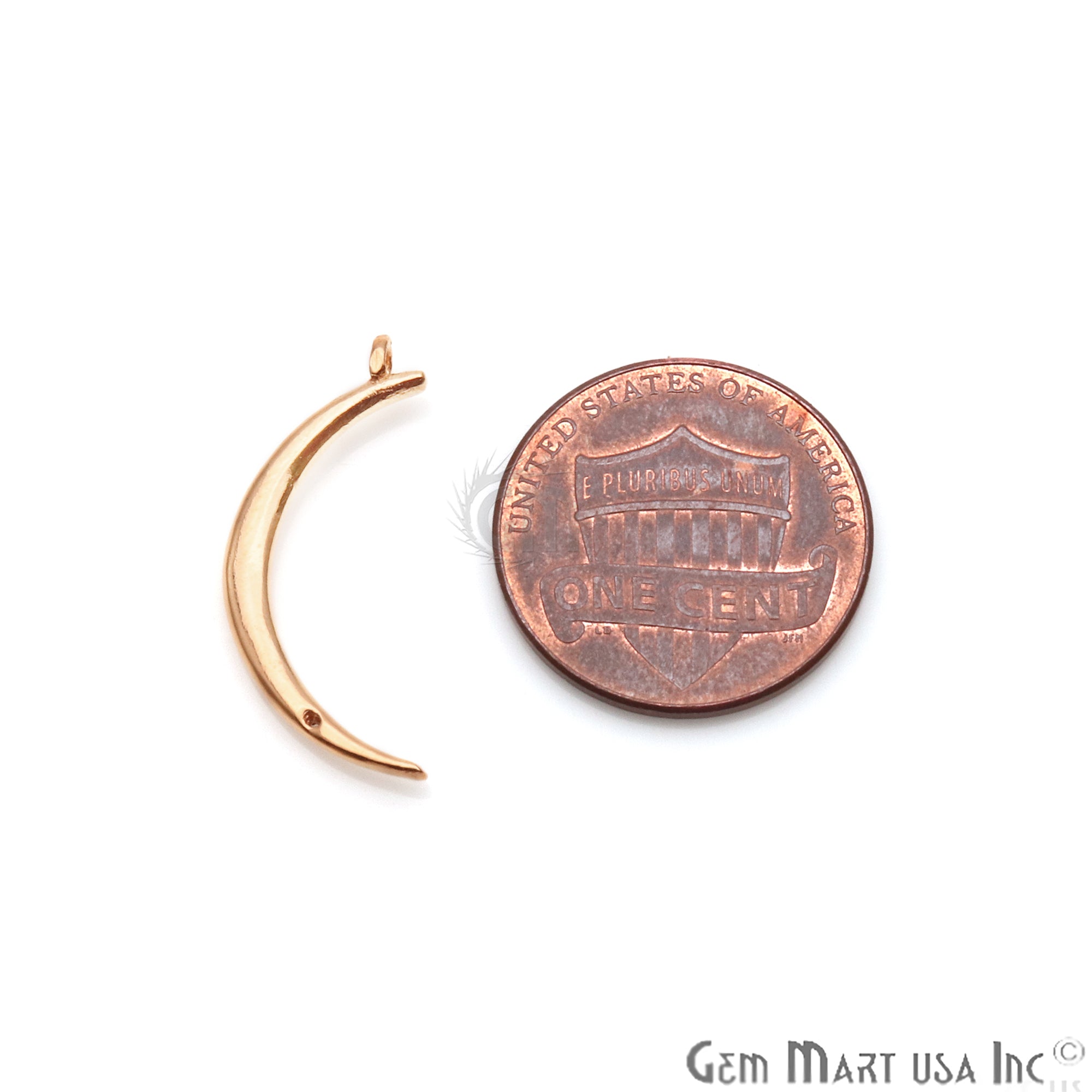 Crescrnt Moon Horn Shape 19x7mm Gold Plated Finding Charm, DIY Jewelry - GemMartUSA