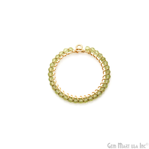 Round Hoop Beaded 34mm Gold Wire Wrapped Hoop Connector