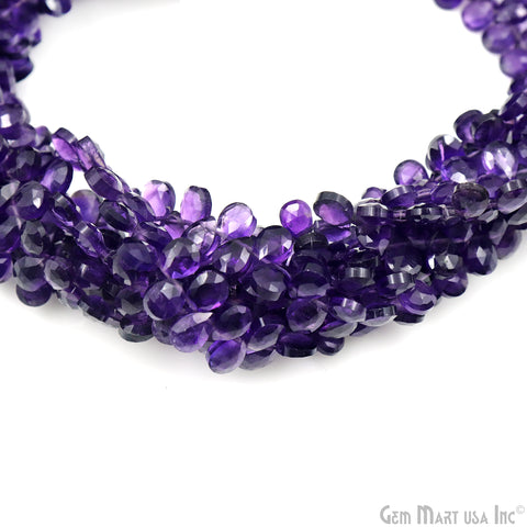 Amethyst Pears Beads, 9 Inch Gemstone Strands, Drilled Strung Briolette Beads, Pears Shape, 6x4mm