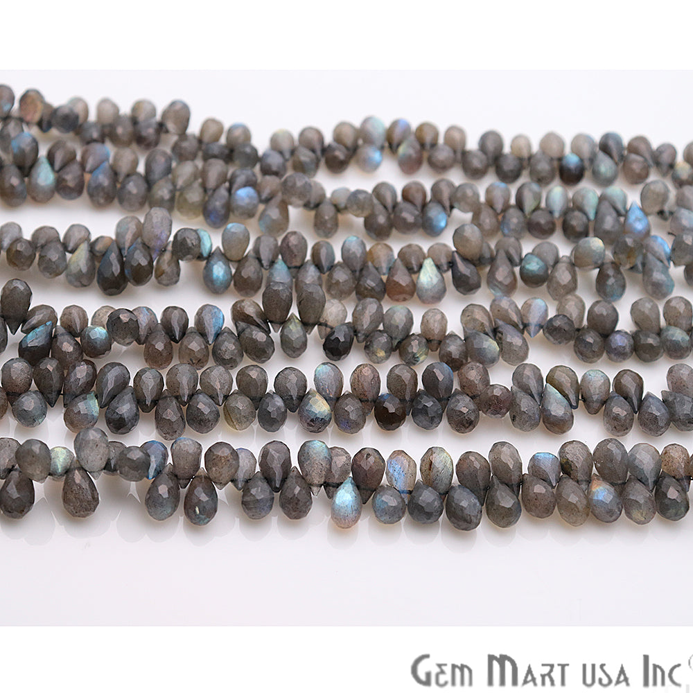 Labradorite Teardrops Faceted Gemstone 12x6mm Rondelle Beads - GemMartUSA