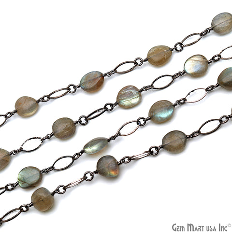 Labradorite With Oxidized Marquise Finding Rosary Chain
