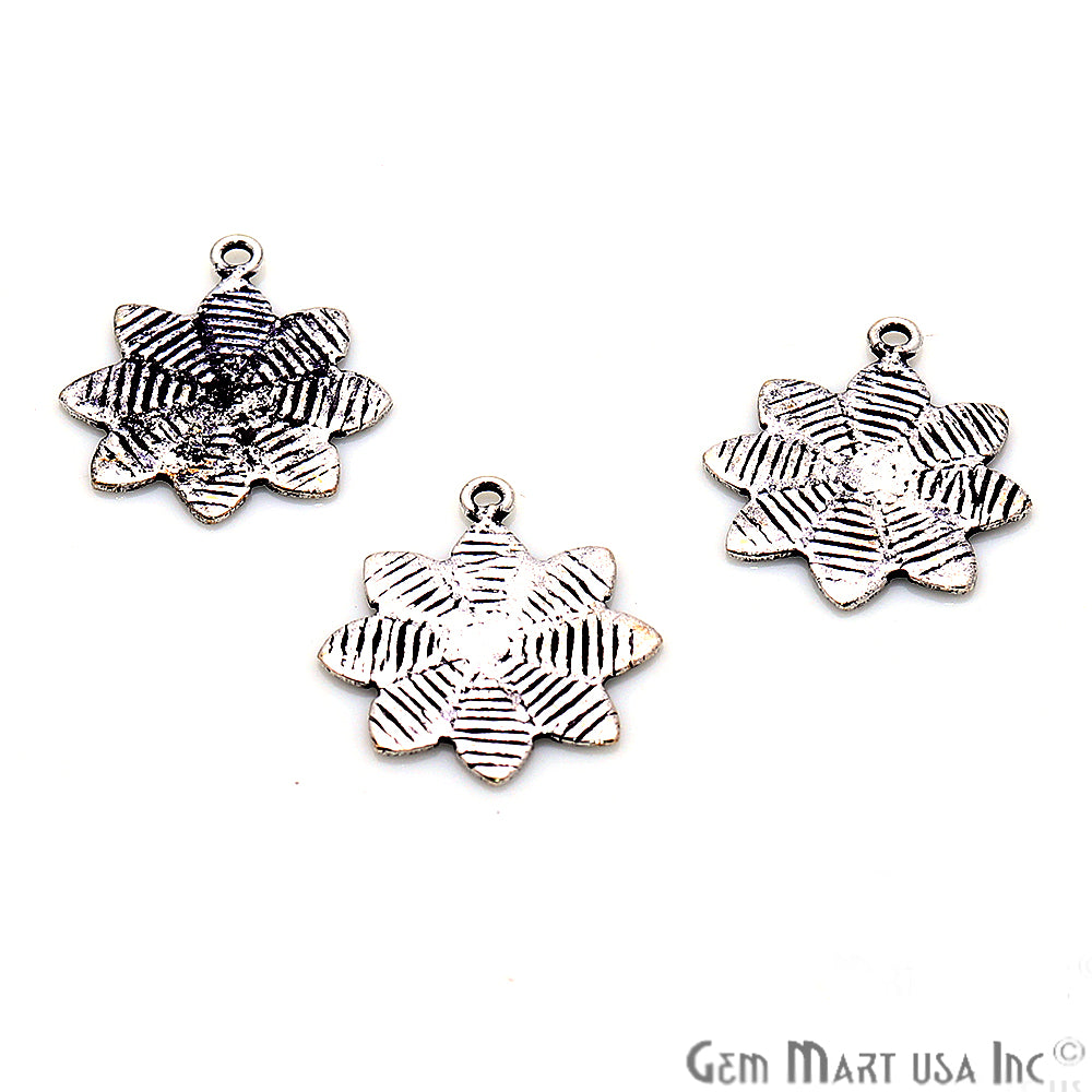 Flower Shape Oxidized 22x18mm Charm For Bracelets & Pendants - GemMartUSA