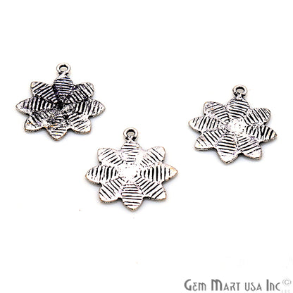 Flower Shape Oxidized 22x18mm Charm For Bracelets & Pendants - GemMartUSA