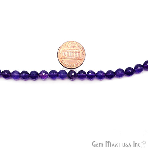 Amethyst Faceted Gemstone Round Shape 5mm Rondelle Beads - GemMartUSA