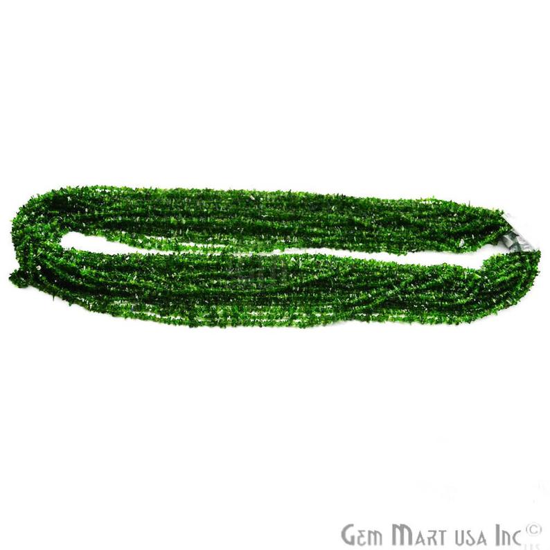 Chrome Diopside Natural Stone Smooth Chips 34 inches Full Strand (762208976943)