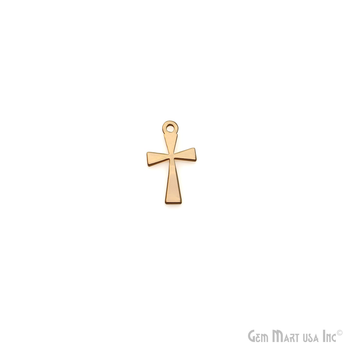 Cross Gold Laser Finding 9x16mm Gold Plated Charm For Bracelets & Pendants