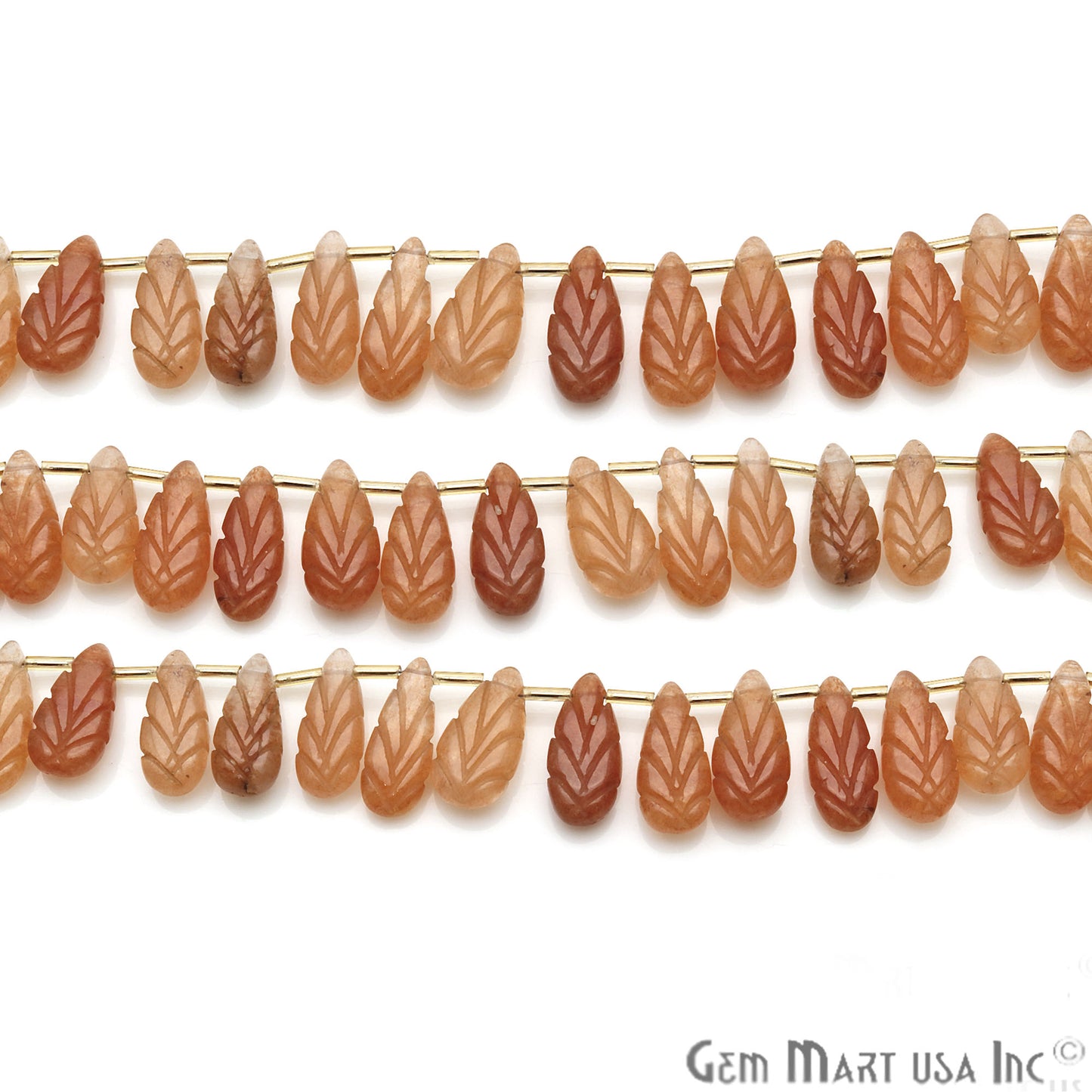 Copper Aventurine Pears 24x10mm Crafting Beads Gemstone Strands 10 INCH - GemMartUSA