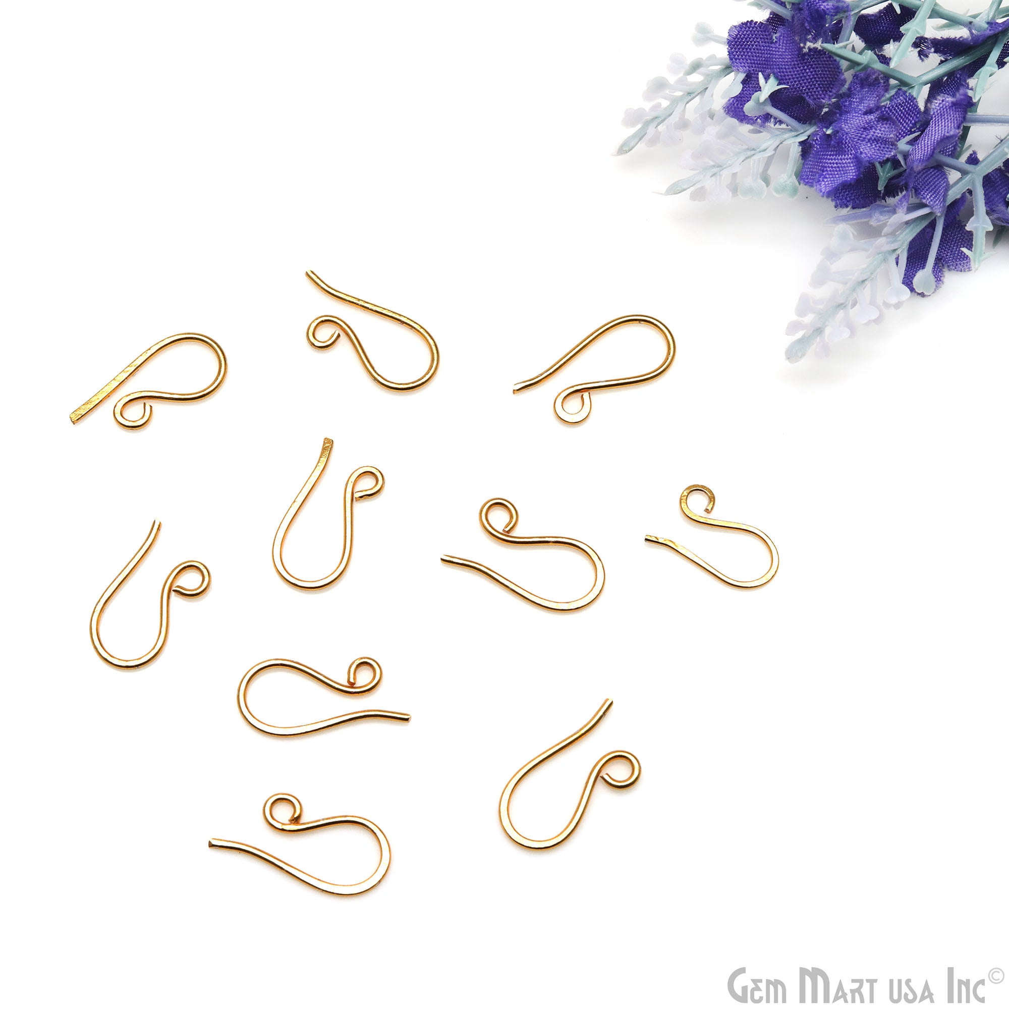 5 Pair Lot Gold Plated 16x9mm Earring Gold Fishhook Earwires