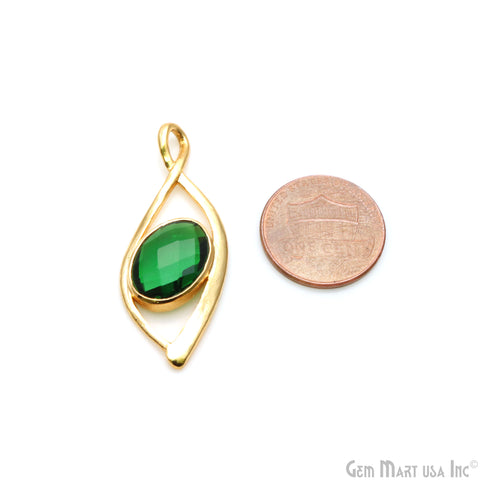 Twisted Oval 10x14mm Gold Plated Gemstone Pendant (1PC)
